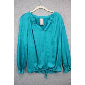 Dolan Left Coast Collection Long Sleeve Silky Blue Top-Medium-Elastic Waist